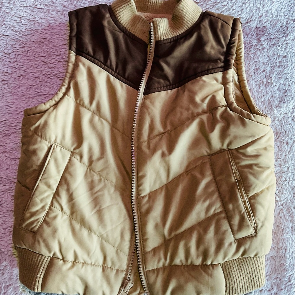 Tan and Brown Quilted Gap Vest Size 4T